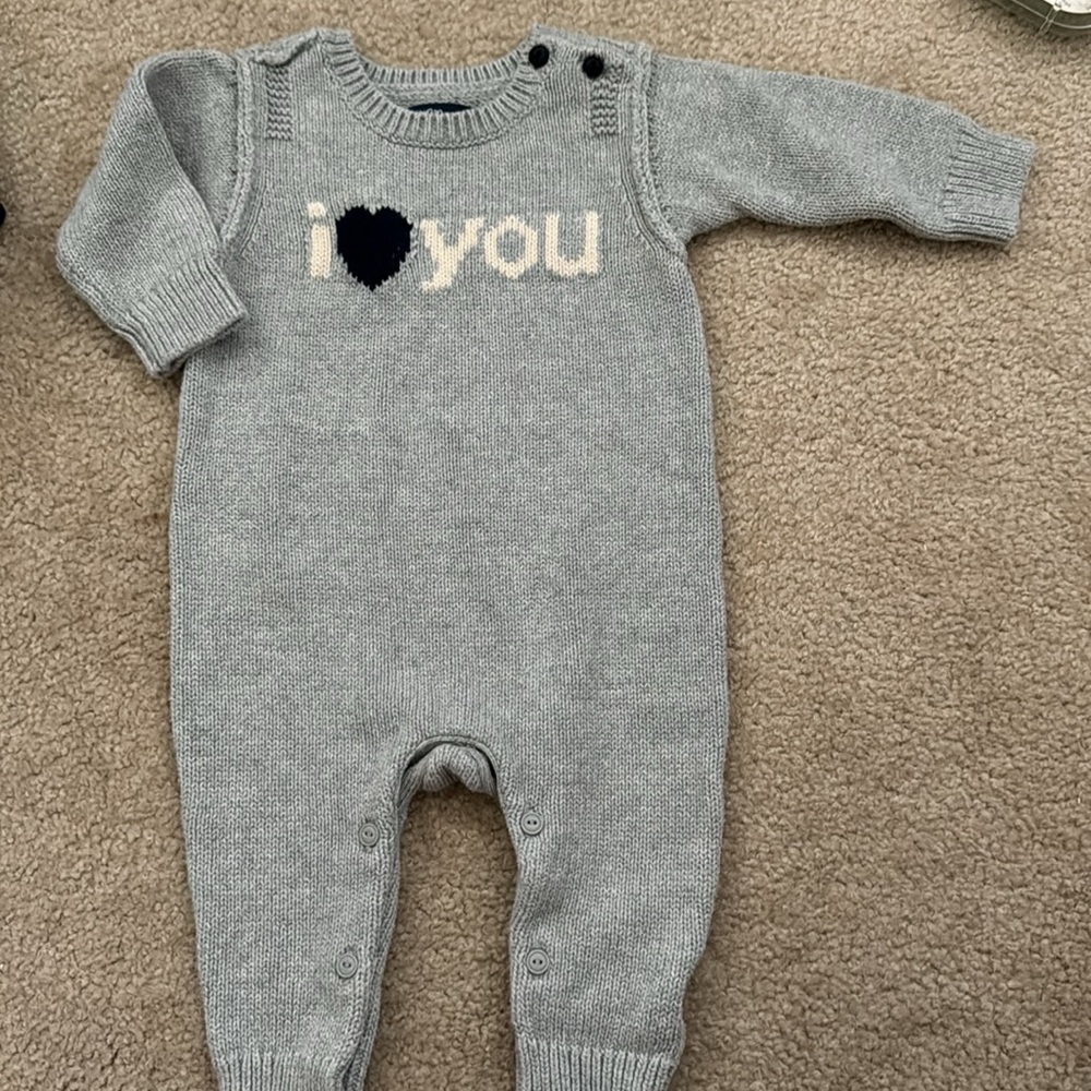 Gray 'I Love You' Kids One Piece